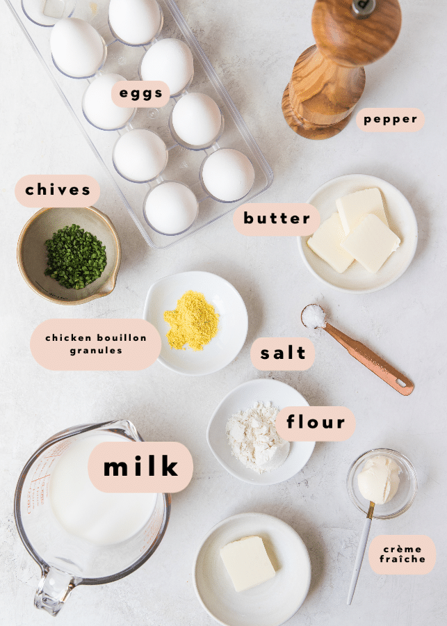 ingredients needed to make creamy scrambled eggs
