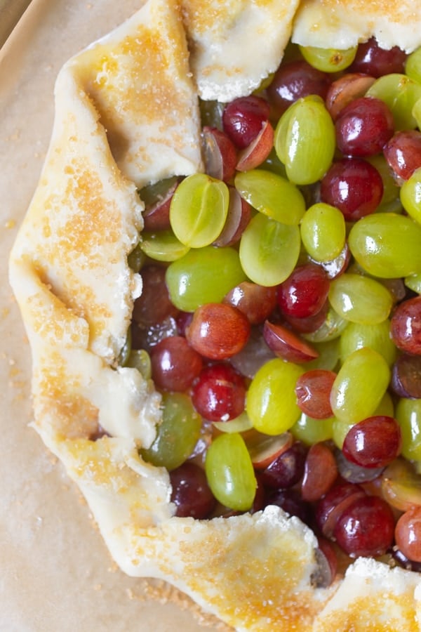 grape galette on parchment paper