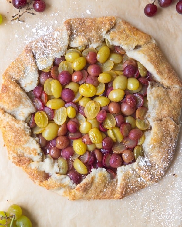 grape galette on parchment paper