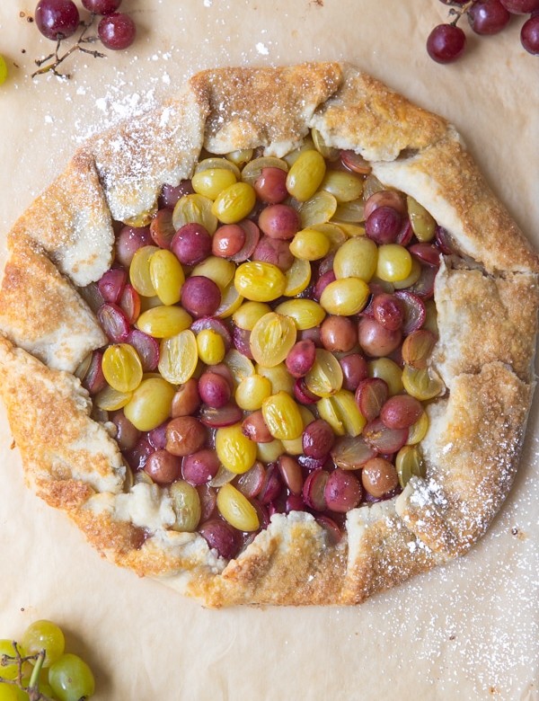 grape galette on parchment paper
