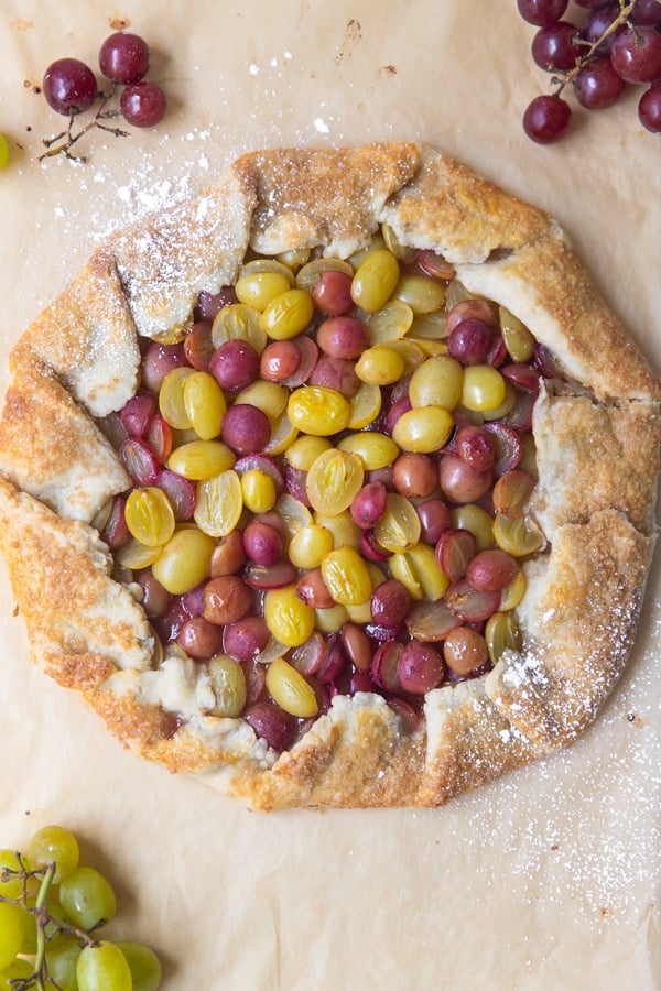 grape galette on parchment paper