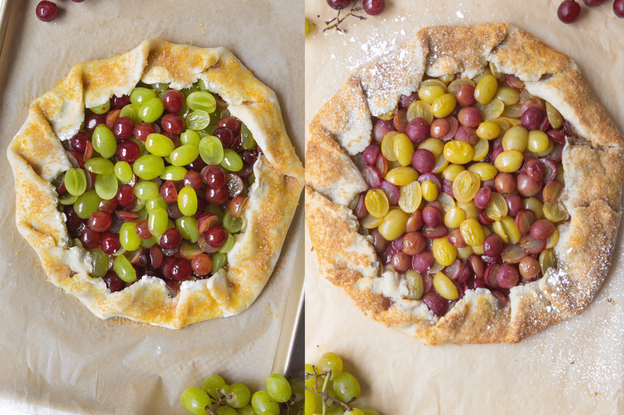 grape galette on parchment paper