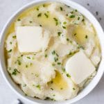 instant pot mashed potatoes in a white bowl