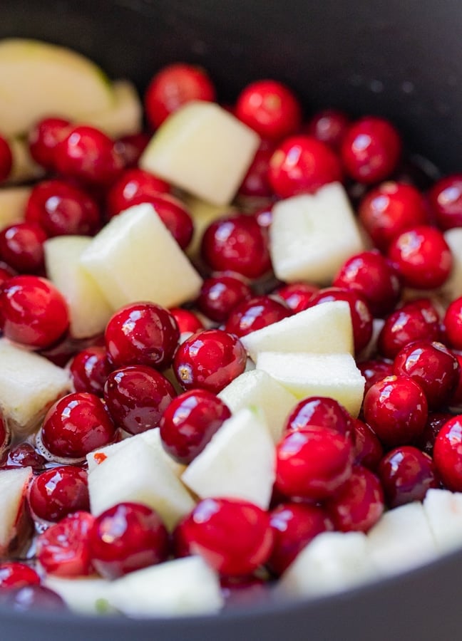 cranberries in a sauce pan