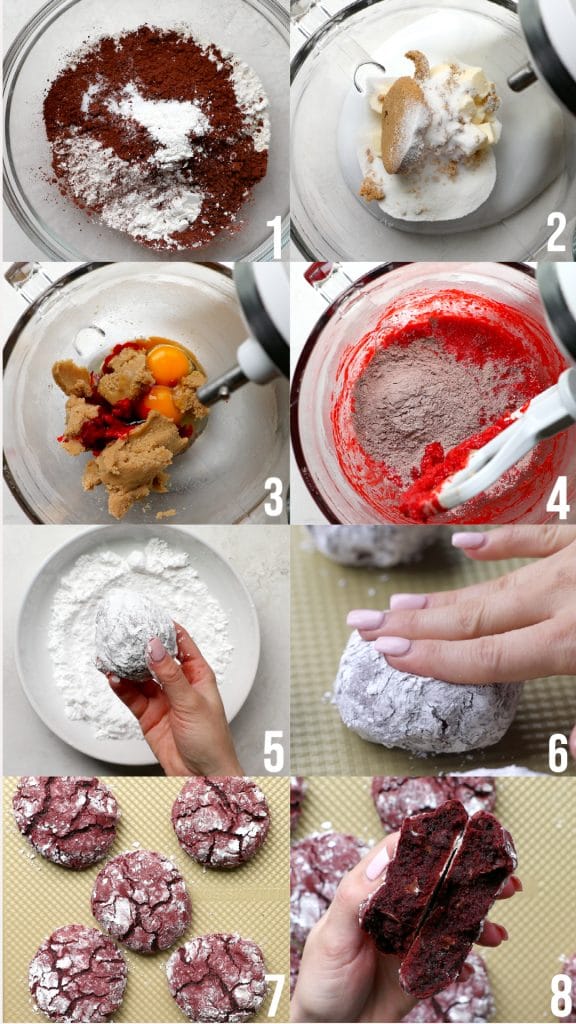 step by step photos of making red velvet cookies
