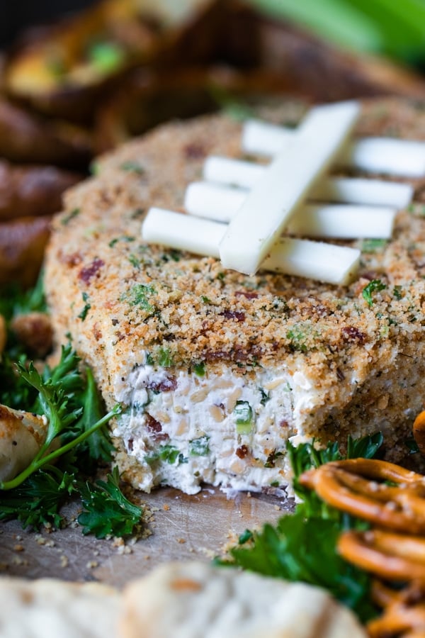a close up image of jalapeno cheese ball