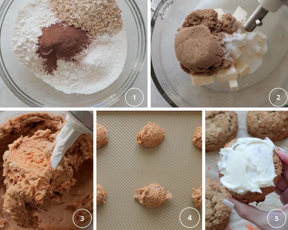 step by step photos to make carrot cake cookies.