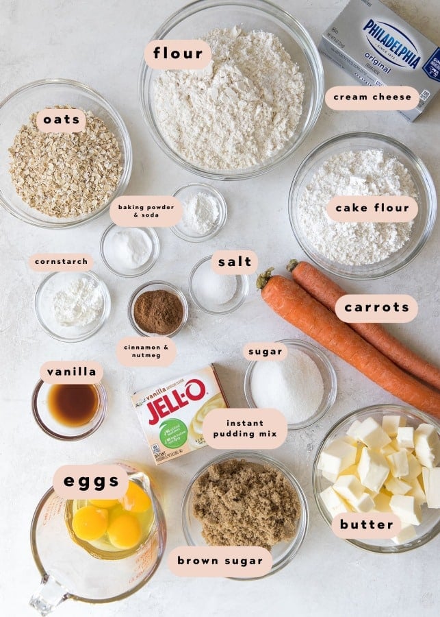 ingredients needed to make a carrot cake cookie recipe