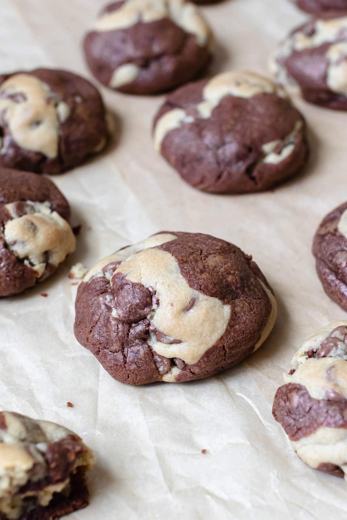 brookies cookies on parchment paper