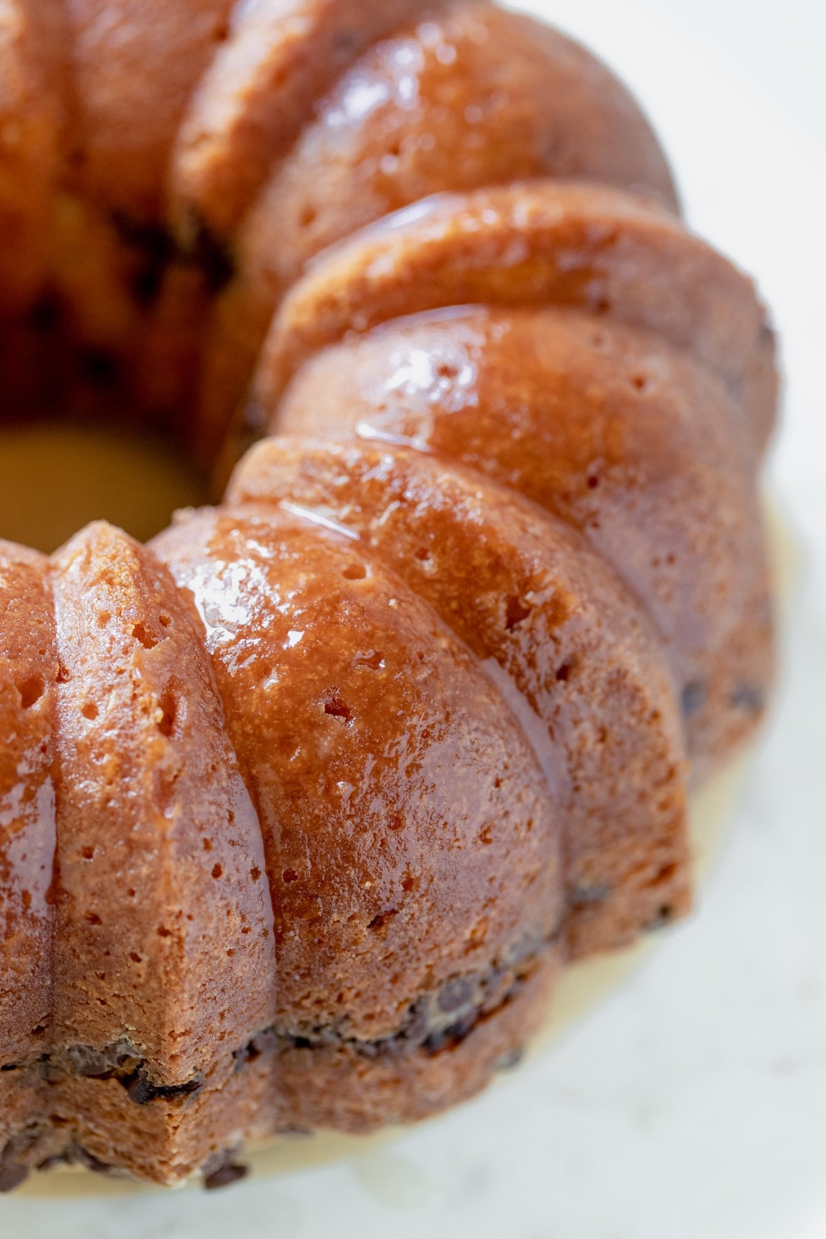 bundt cake with simple syrup on top