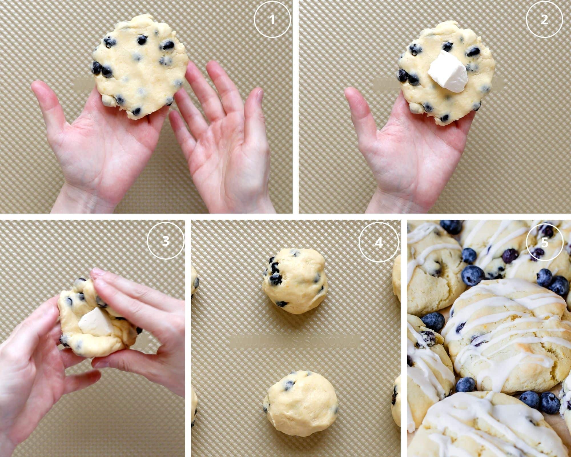 how to put cream cheese in the center of cookies