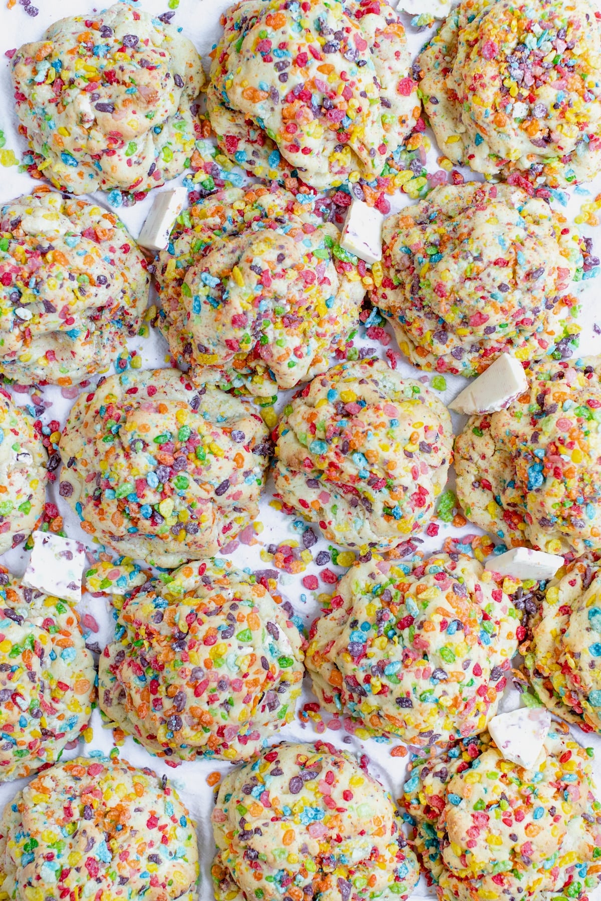 cookies covered in fruity pebble cereal