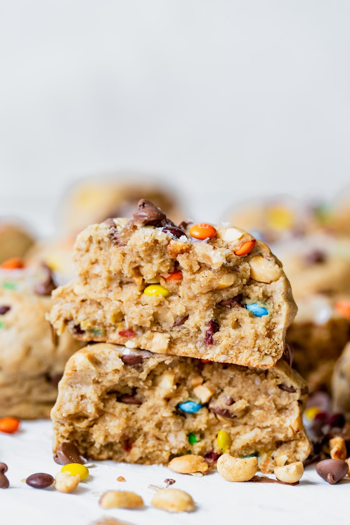 cookies filled with peanuts, m&ms and chocolate