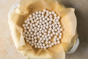 pie weights in pie dish