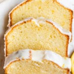 pound cake sliced and glazed