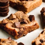 a blondie with peanut butter cups on top