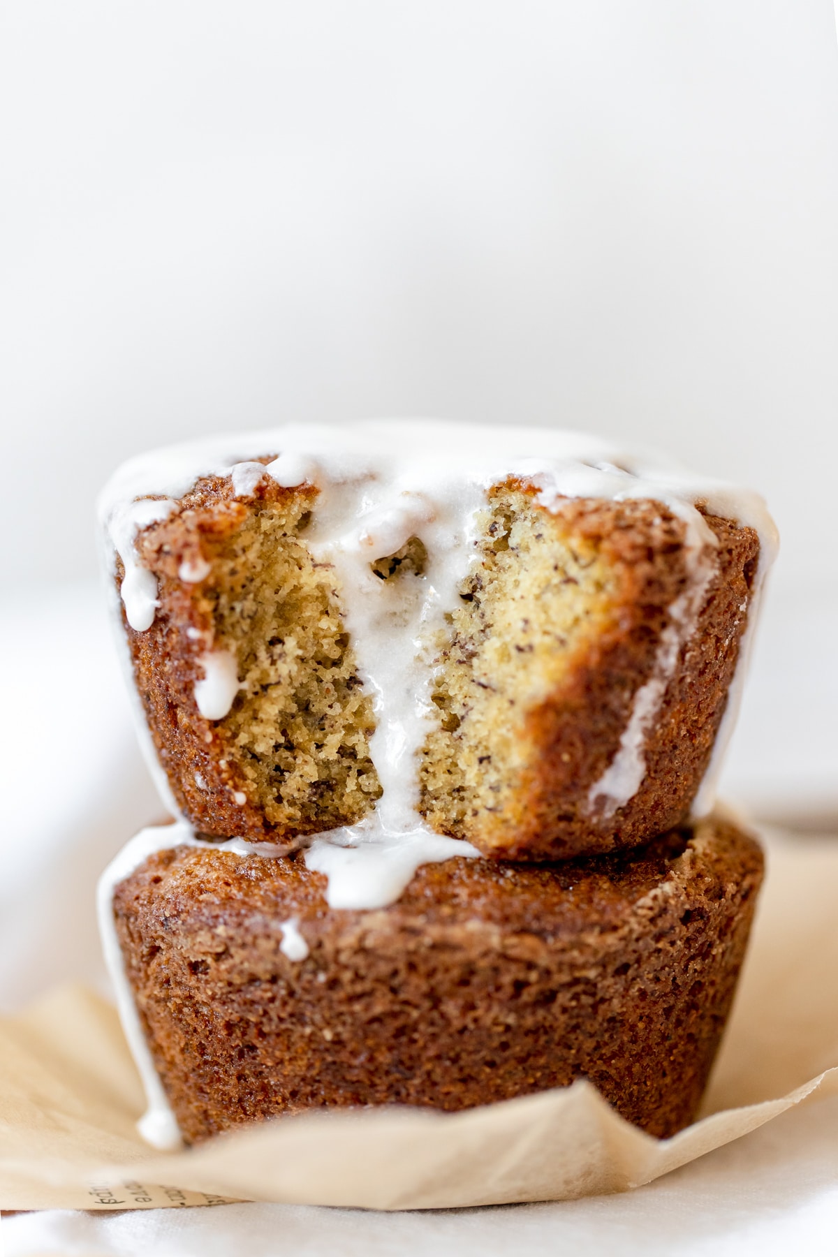banana bread muffins with a glaze on top