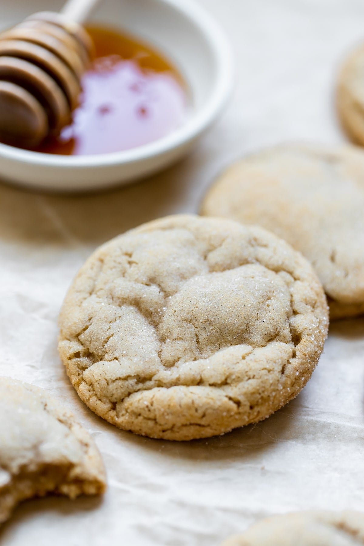 honey cookies on parchment paper