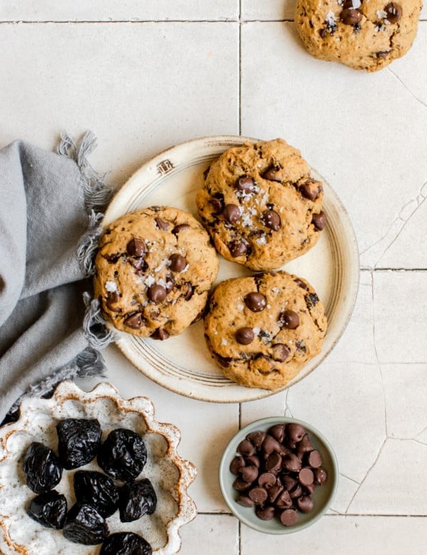 cookies with chocolate chips on a white plate