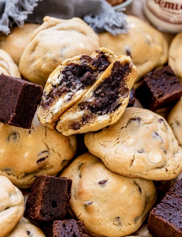 cookies stuffed with brownies in the middle.