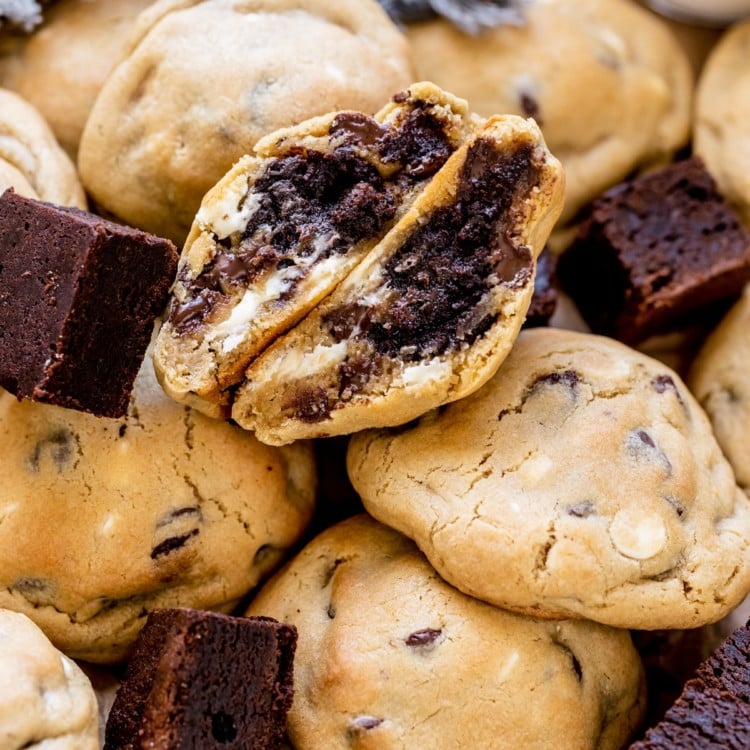 cookies stuffed with brownies in the middle.