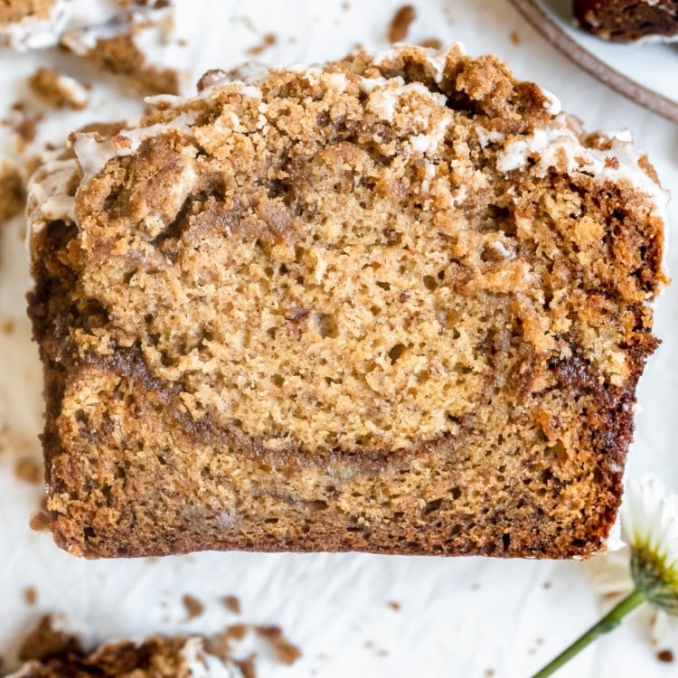banana bread on parchment paper.
