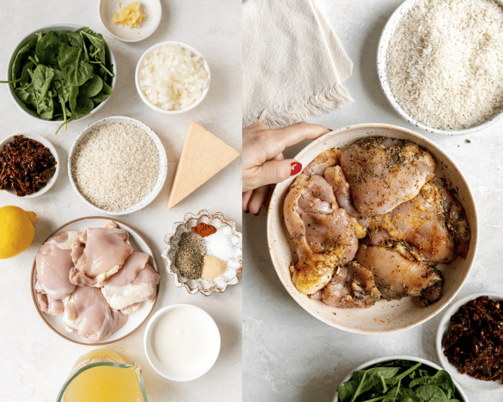 chicken thighs in a white bowl. 