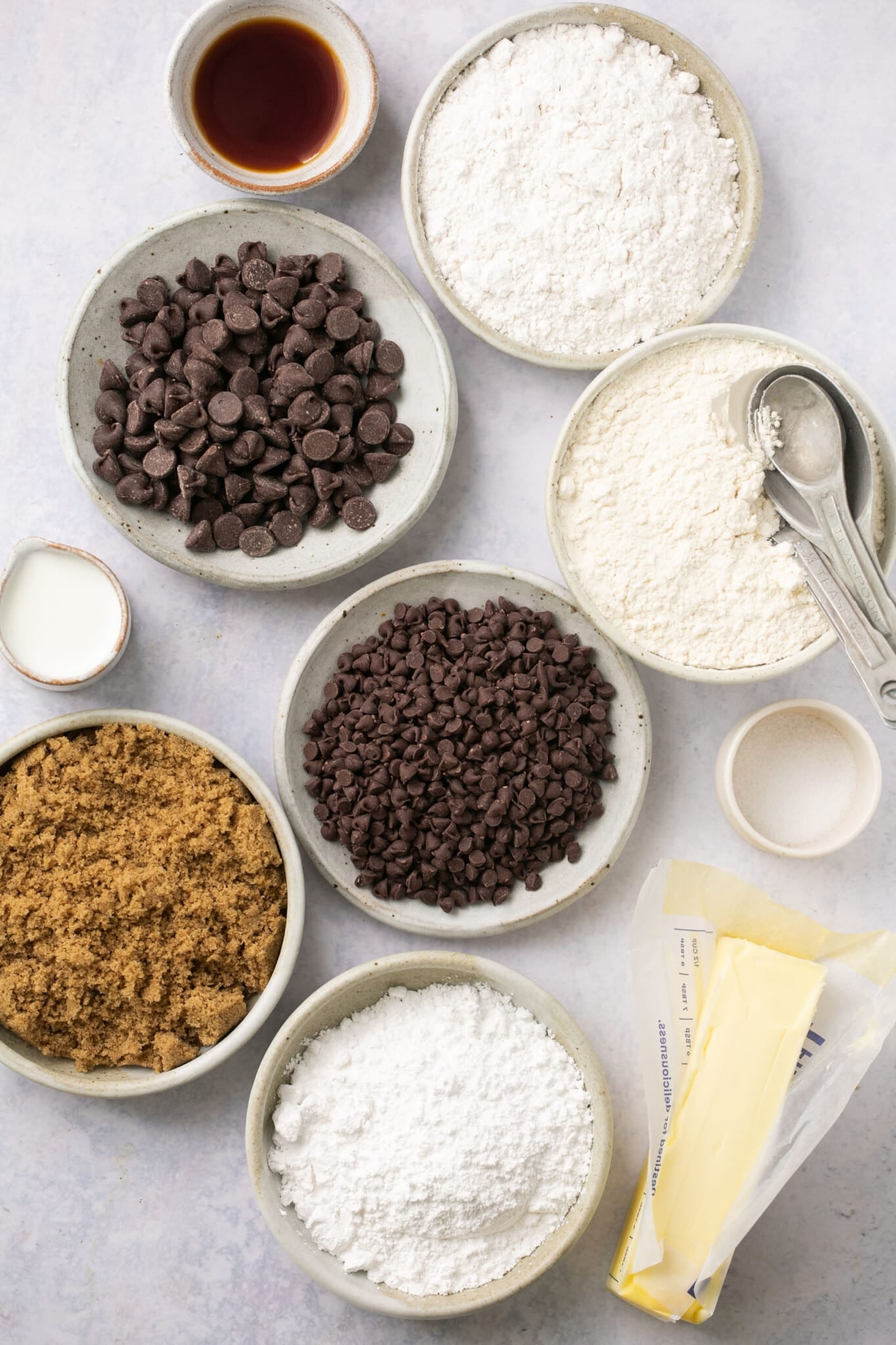 ingredients to make edible cookie dough.