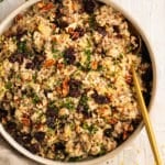bowl of rice with veggies & herbs
