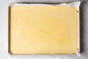 uncooked egg mix on a sheet pan 