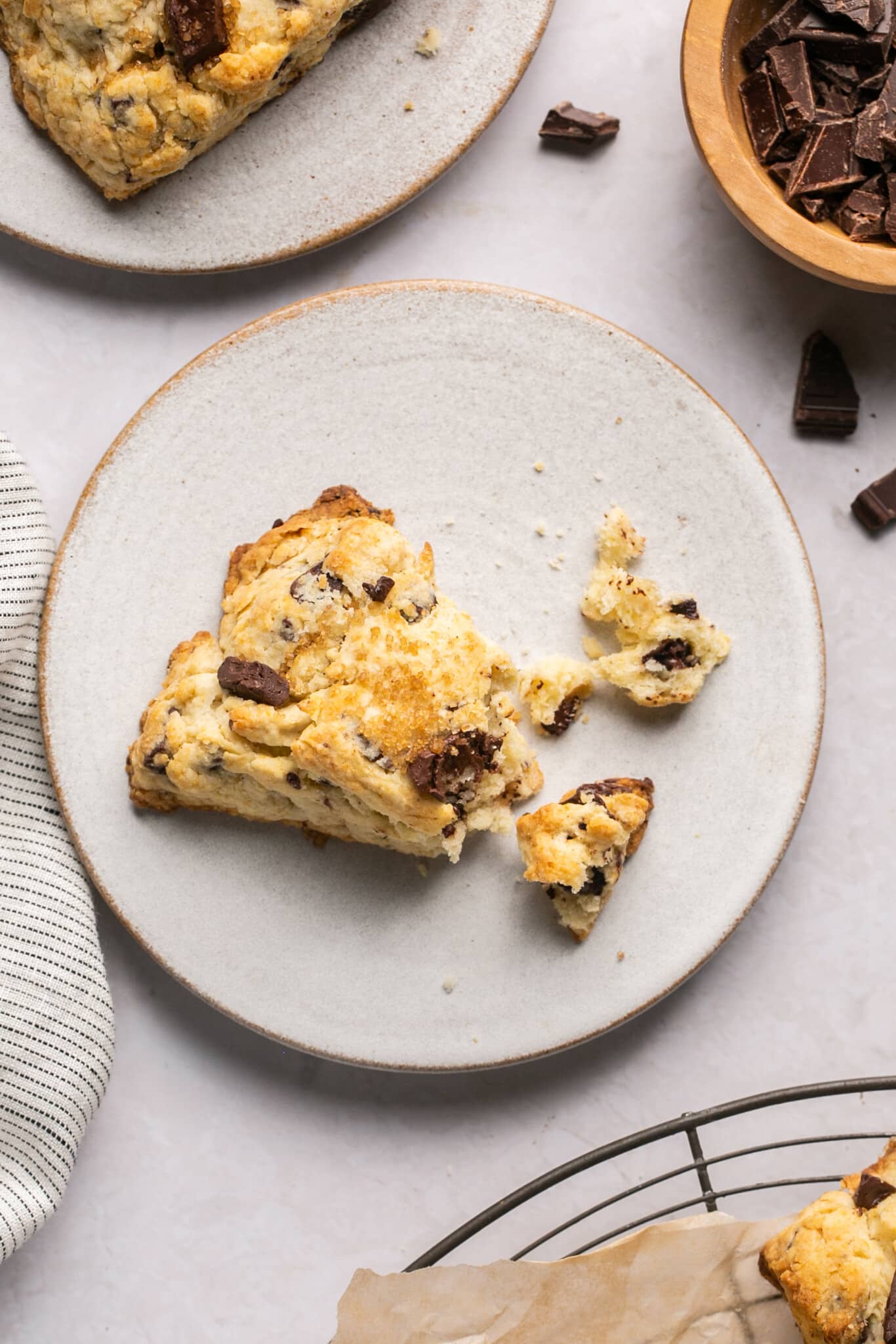 scone on a white plate.