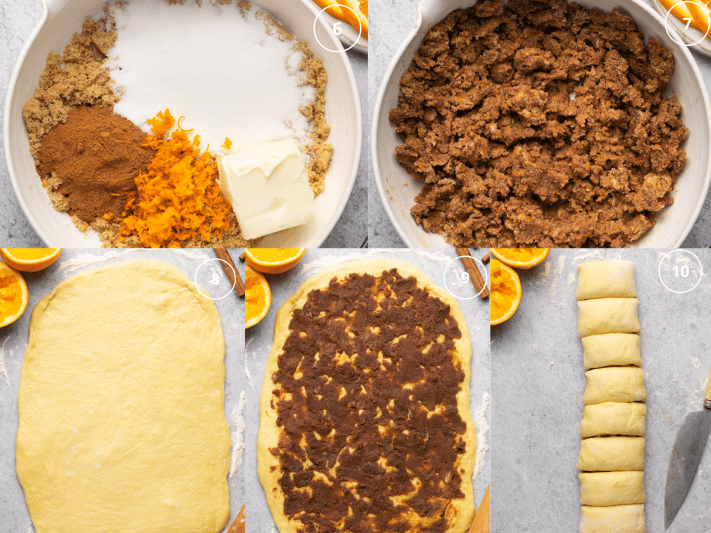 step by step photos making cinnamon rolls.