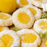 lemon curd cookies sprinkled with powdered sugar.