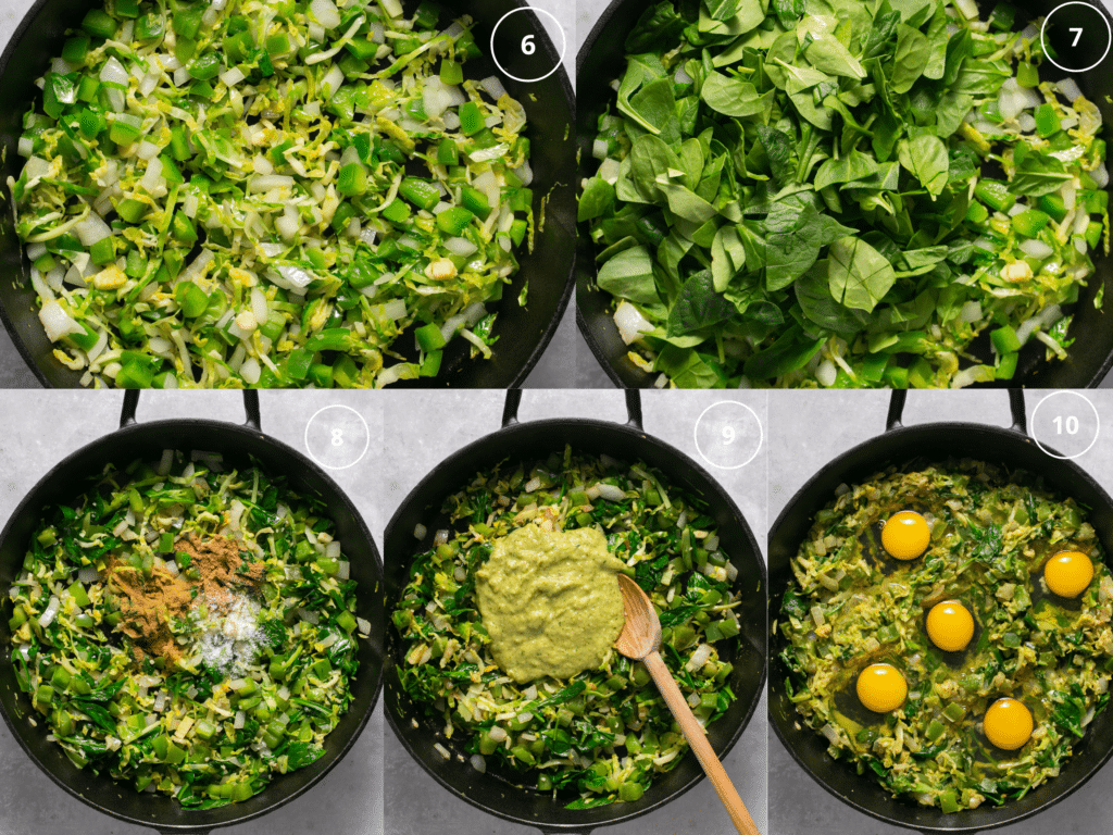 step by step photos sautéing veggies.