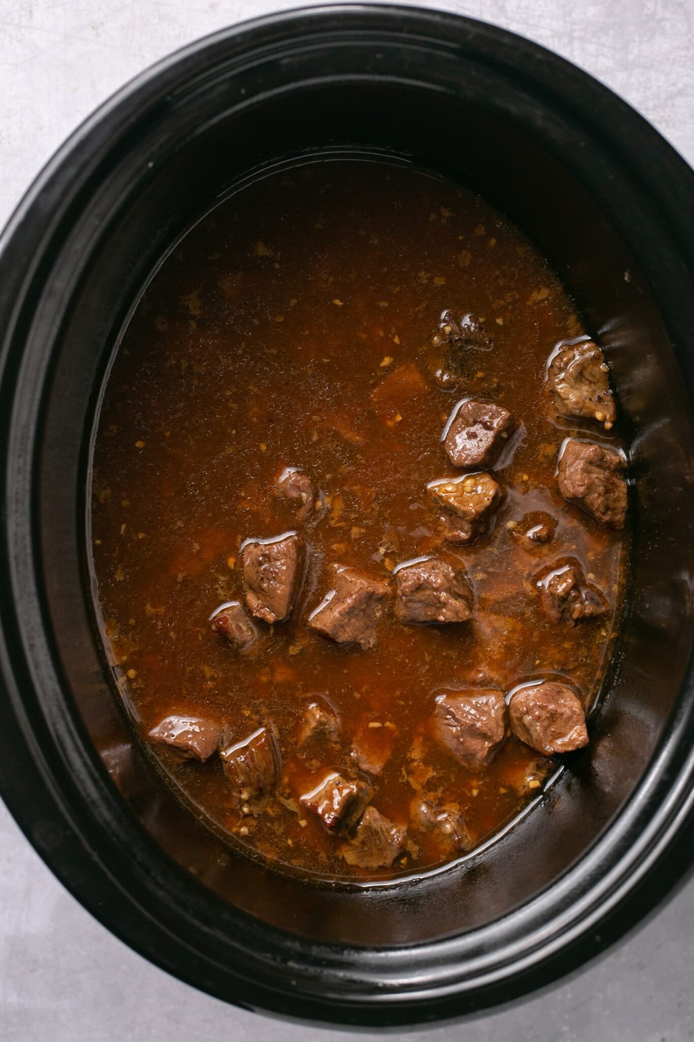 steak in a crock pot. 