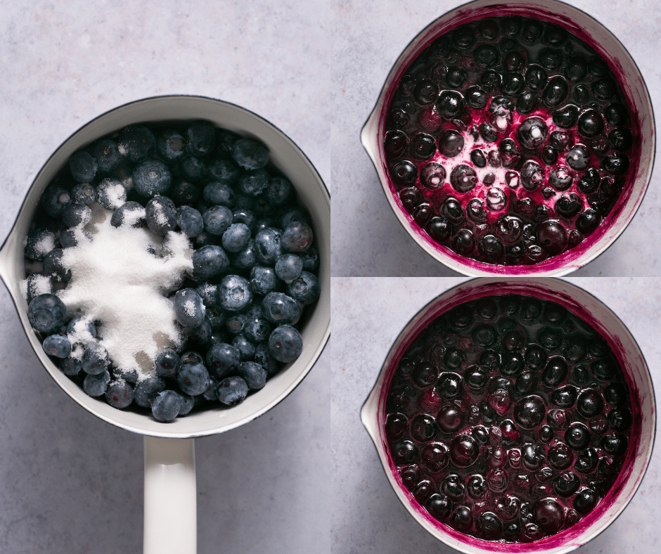 Blueberries in a white saucepan. 