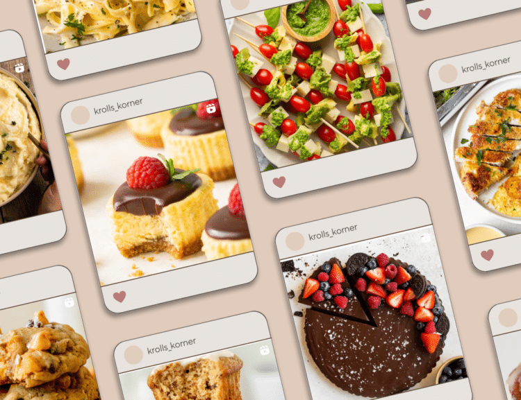 illustrations of instagram posts with various food items