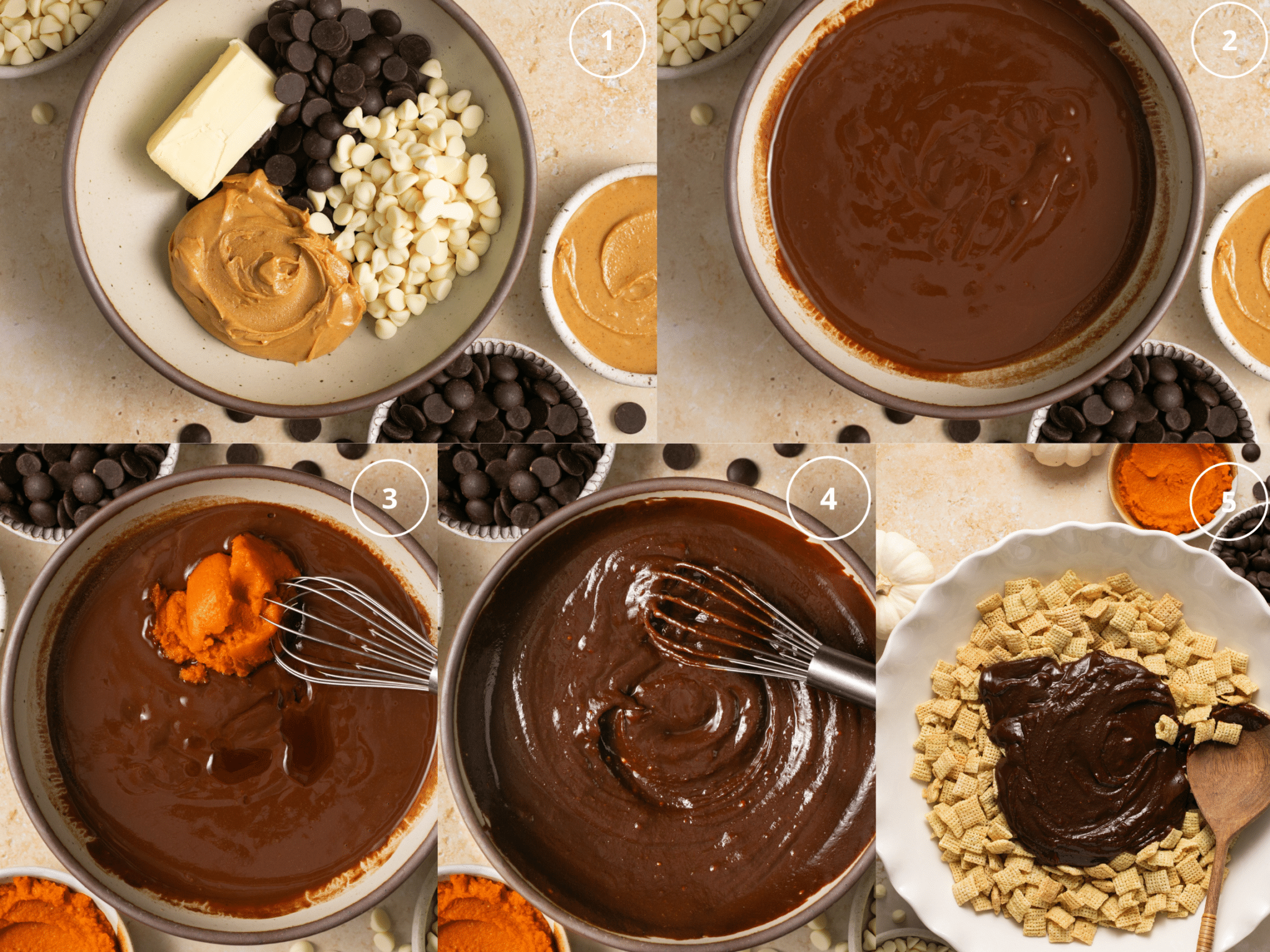 step by step photos makin puppy chow.