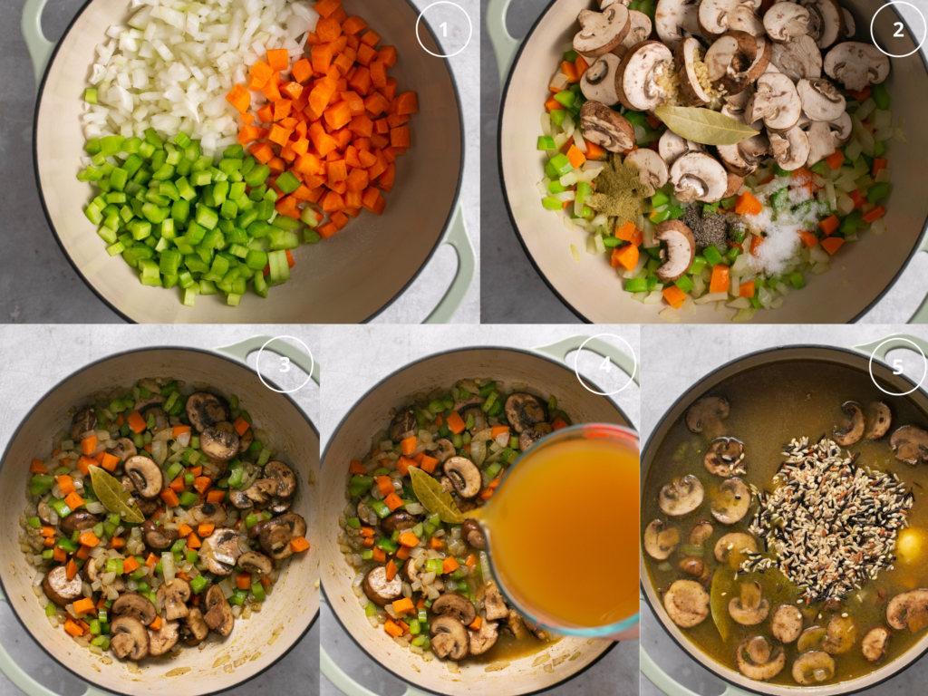 step by step photos making soup in a dutch oven.