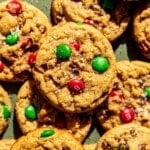 large cookies with green and red m&ms