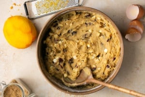 cranberry bliss bars dough in a bowl