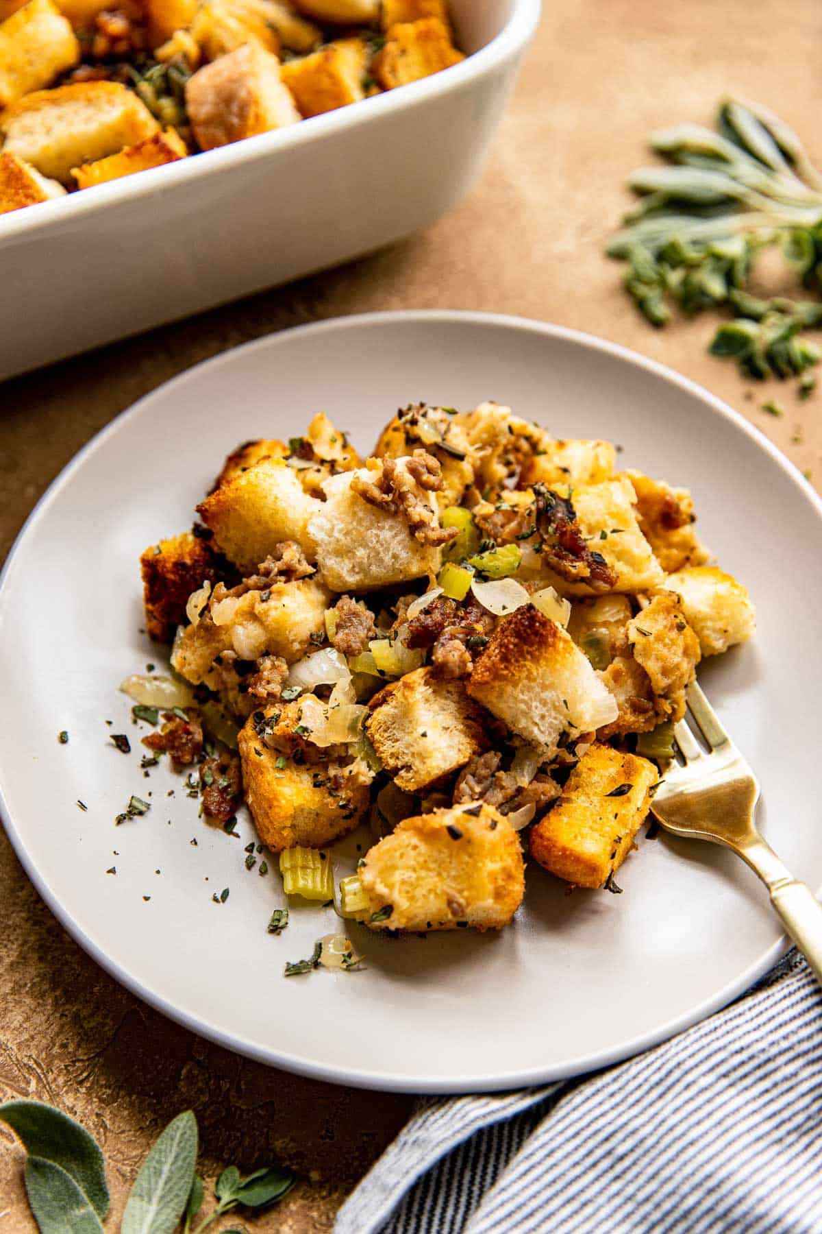 stuffing in a grey plate. 