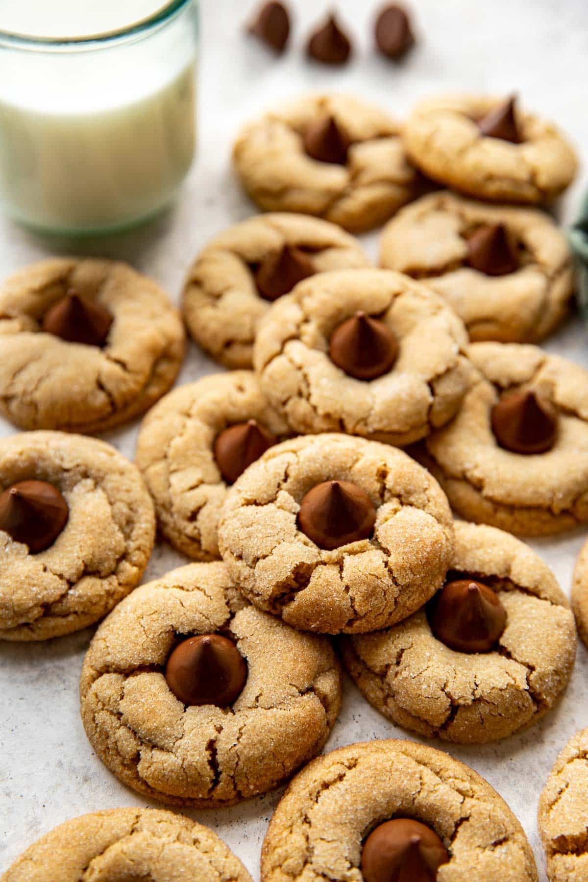 cookies with a chocolate kiss pressed into the center. 