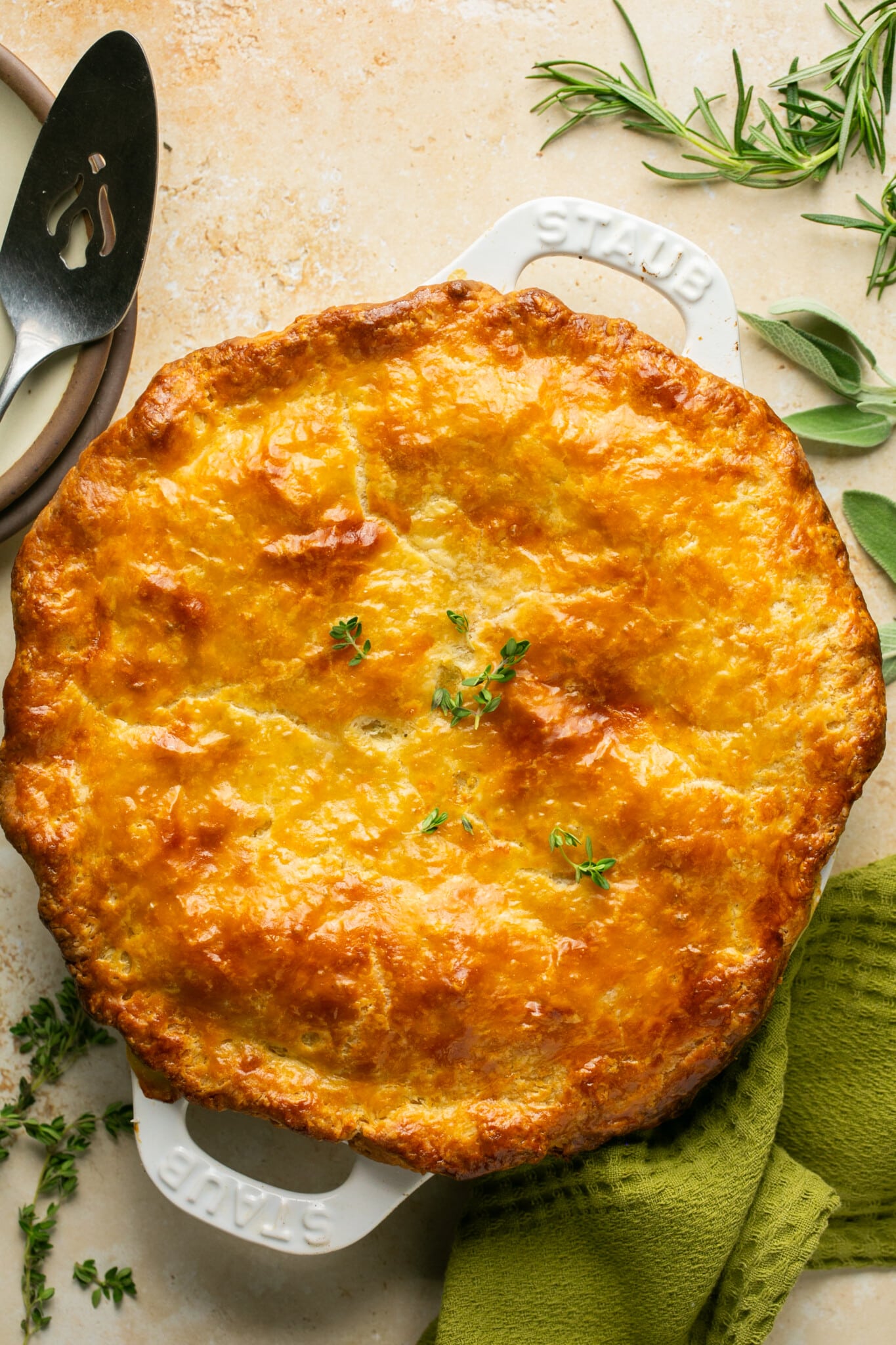 a freshly baked ham pot pie. 
