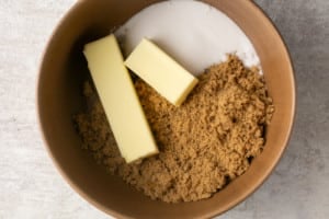 butter and sugar in a bowl