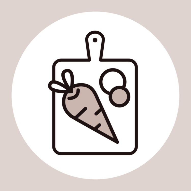 drawing of a cutting board with vegetables
