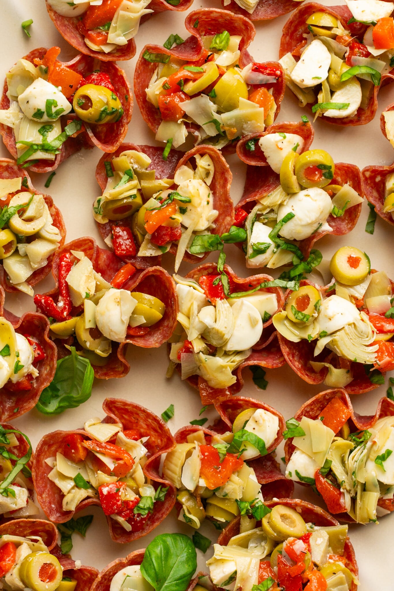 salami bites filled with antipasto filling. 
