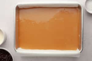baking dish with shortbread bars layer