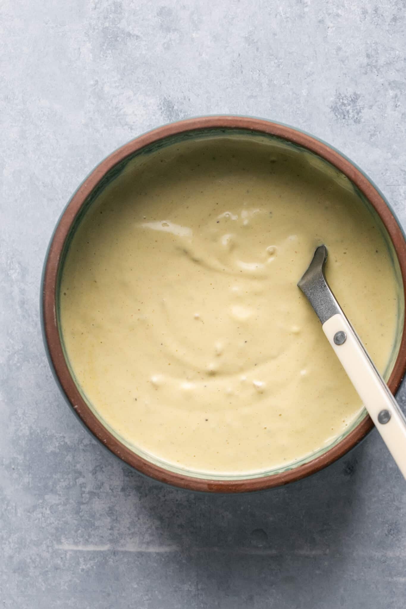 dipping sauce in a bowl. 