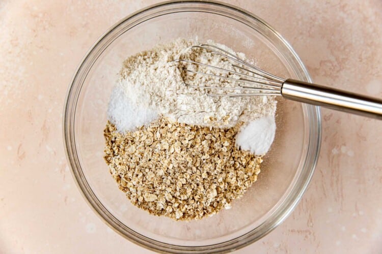 dry ingredients in a glass bowl.